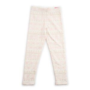 NEW ISAAC MIZRAHI Kids white pink gold glitter snowflakes pants size S